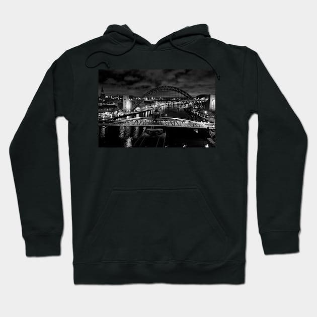 River Tyne in Black and White Hoodie by Violaman